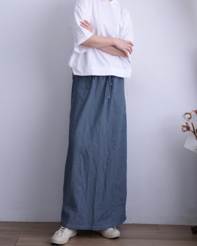 韓 直條文襯衫+裙套裝 2色 size
