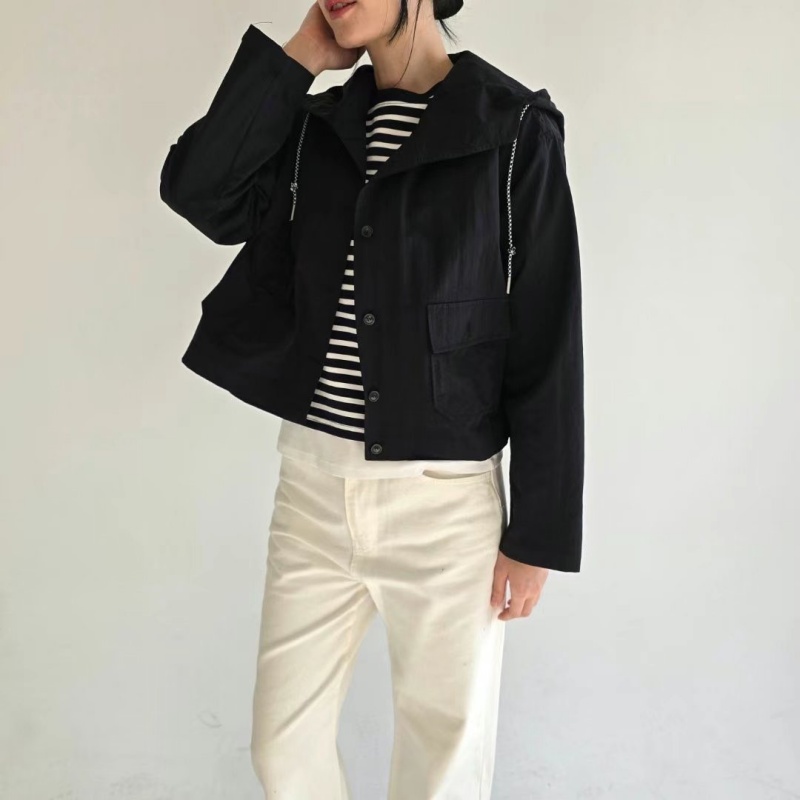 韓 前口袋拉鍊短版連帽外套 3色 size
