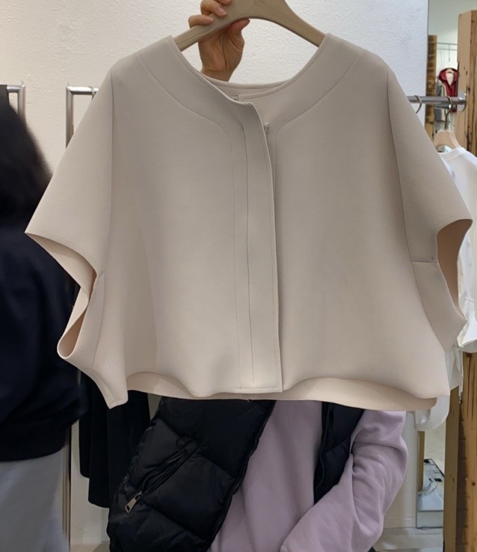 韓 拉鍊短版短袖外套 2色 size