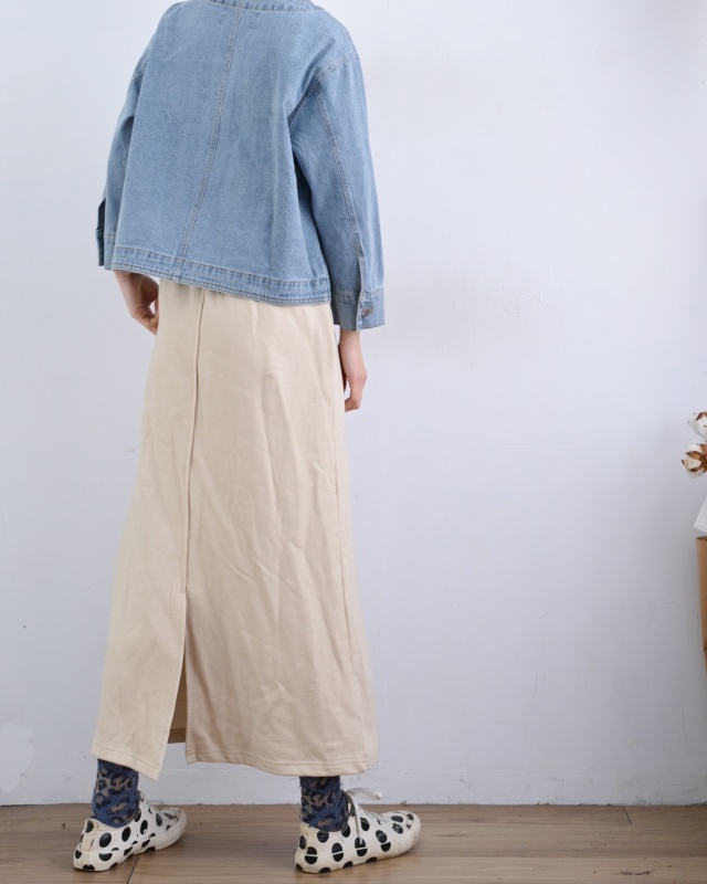 韓 短版圓領牛仔外套 size