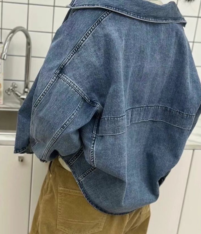 韓 背剪接牛仔外套 size