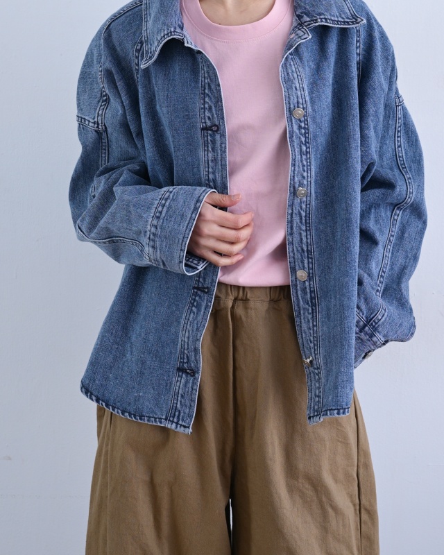 韓 背剪接牛仔外套 size