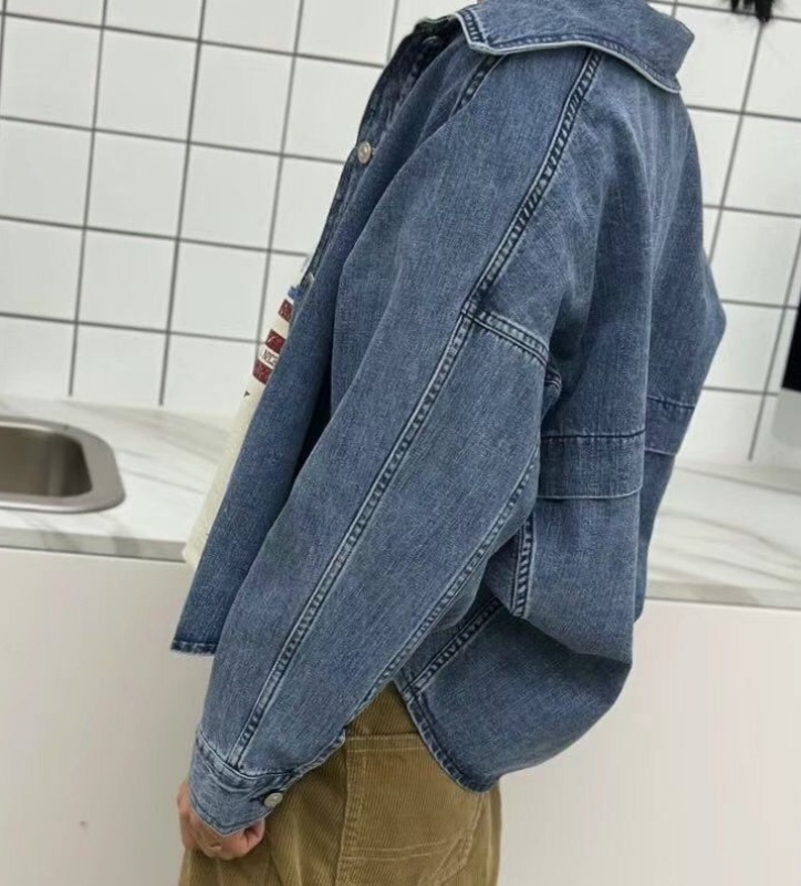 韓 背剪接牛仔外套 size