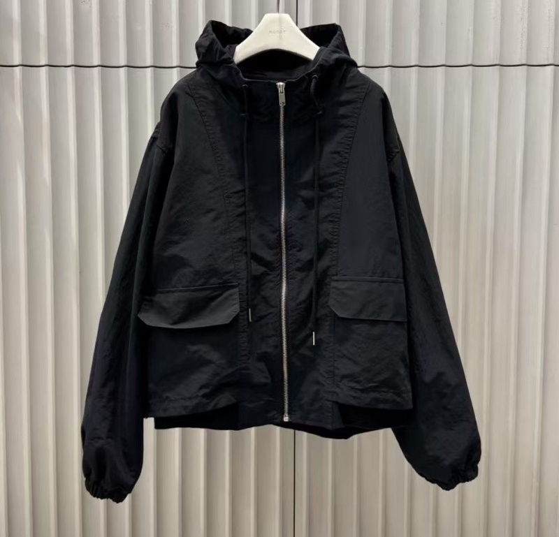 韓 短版連帽黑色外套 size