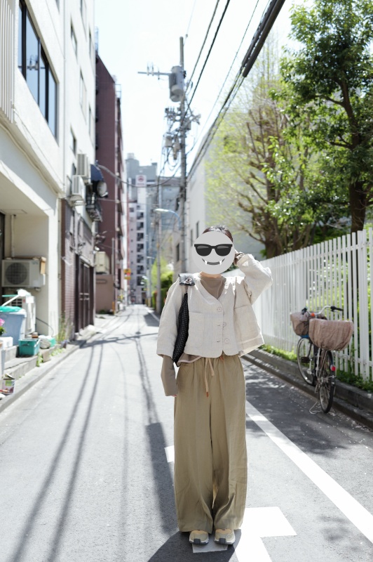 韓 V領短版棉麻外套 size