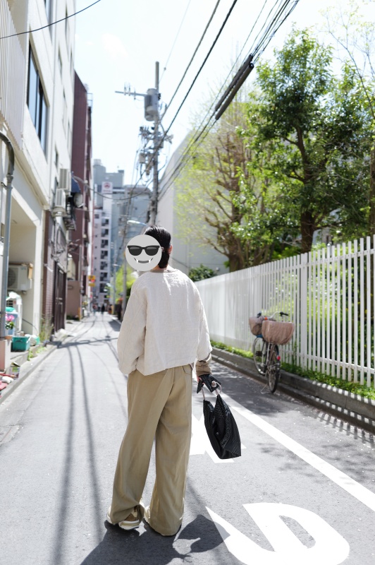 韓 V領短版棉麻外套 size