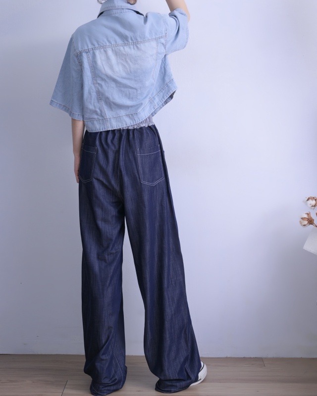 韓 短袖牛仔襯衫外套 size