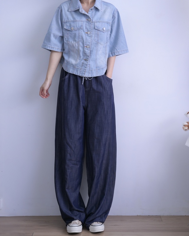 韓 短袖牛仔襯衫外套 size