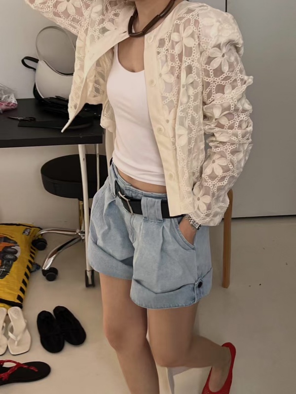 韓 花花短版外套