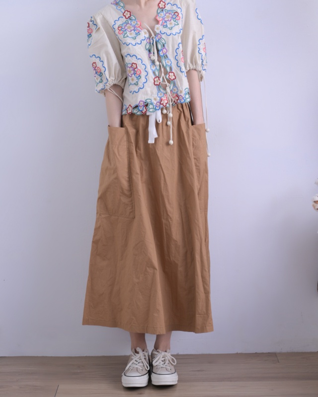 韓 綁帶刺繡花罩衫 size