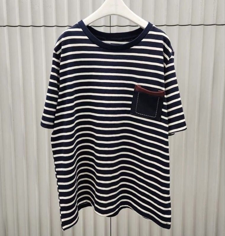 韓 配色口袋條文上衣 2色 size