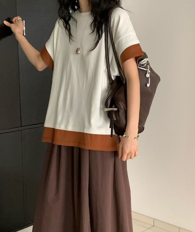 韓 袖配色寬鬆上衣 4色 size