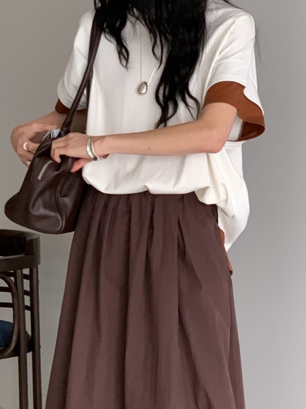 韓 袖配色寬鬆上衣 4色 size