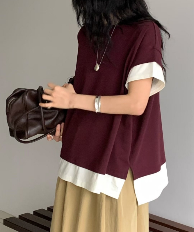 韓 袖配色寬鬆上衣 4色 size