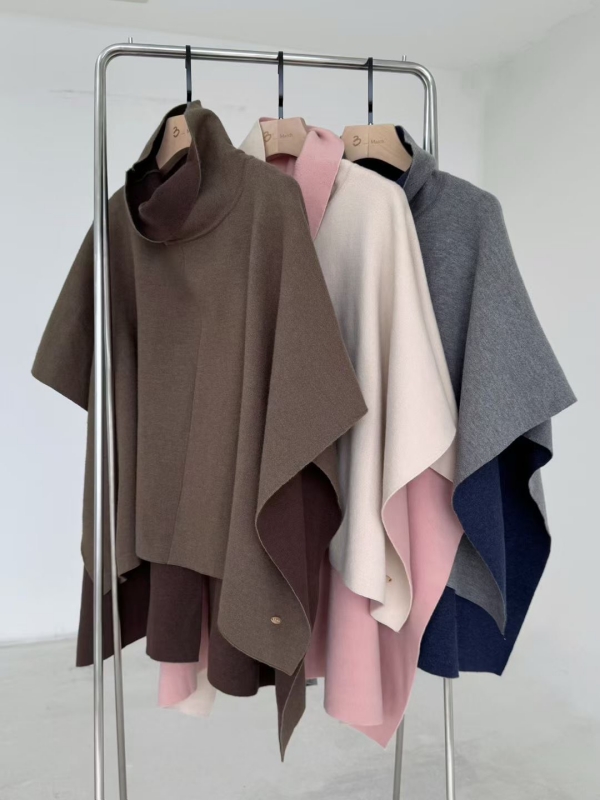 韓 高領斗篷式上衣 3色