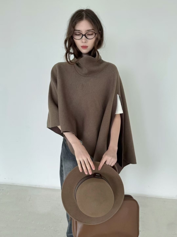 韓 高領斗篷式上衣 3色