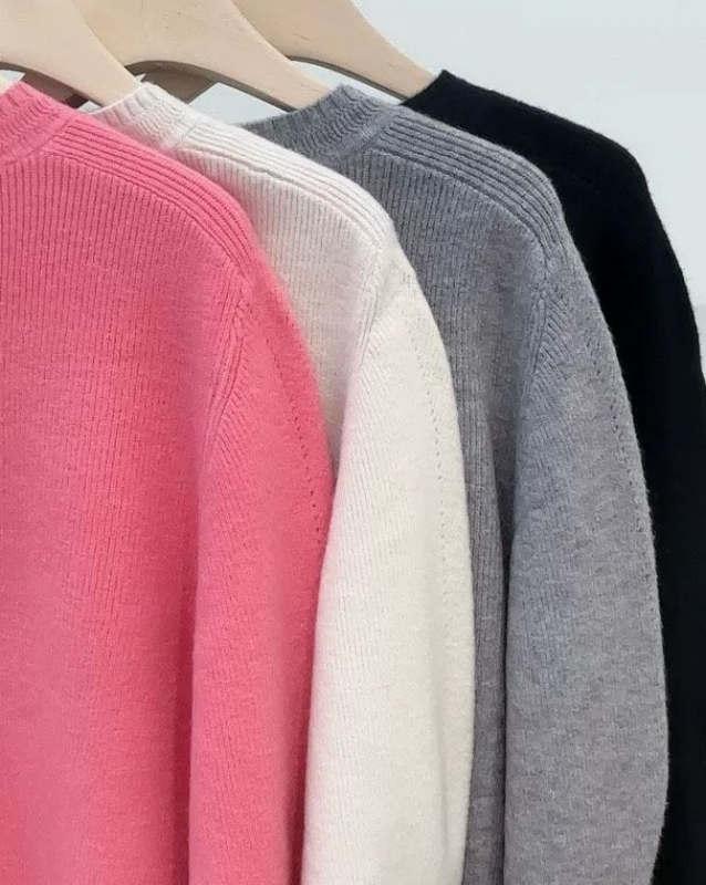 韓 圓領弧形針織上衣 4色 size