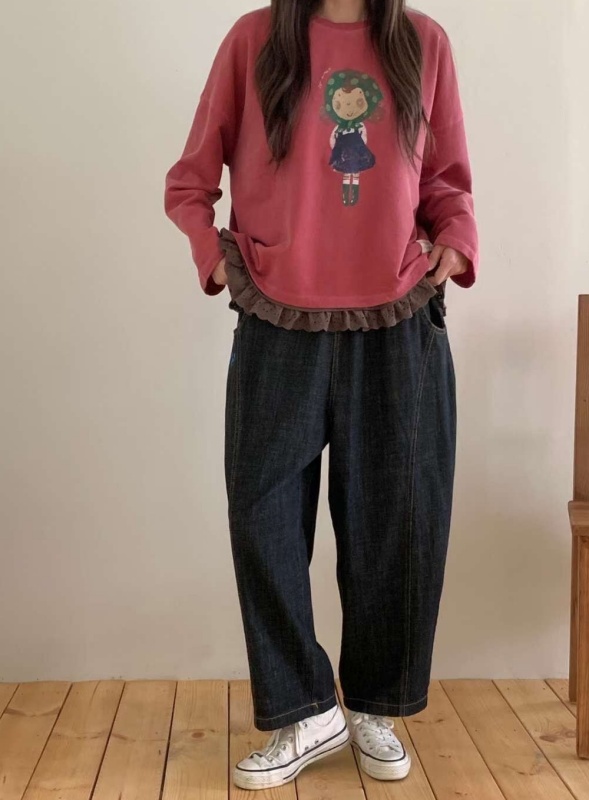 韓 點點頭巾女孩上衣 3色 size