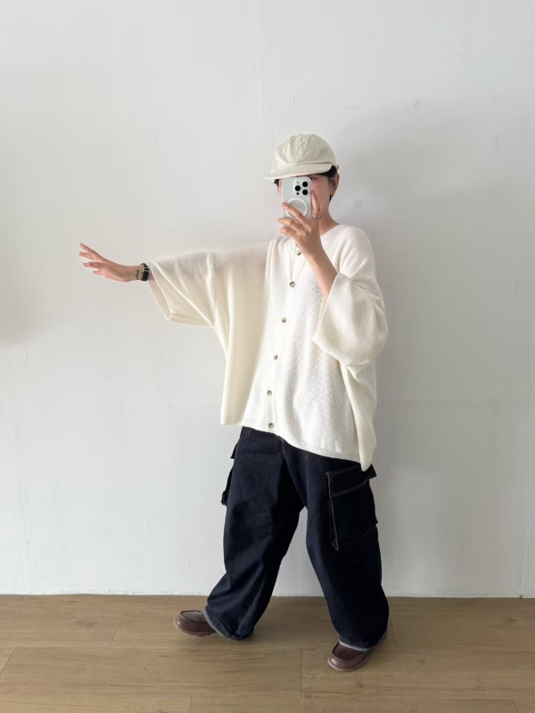 韓 羊毛寬鬆扣外套 2色