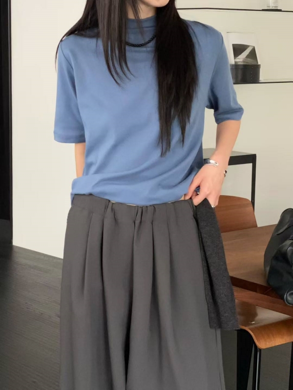 韓 微高領短袖上衣 4色 size