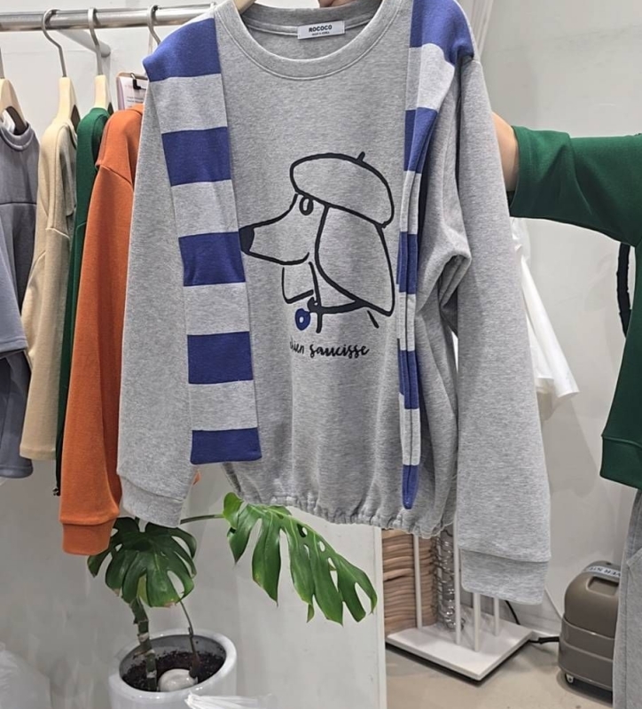 韓 條文披肩狗狗上衣 3色 size