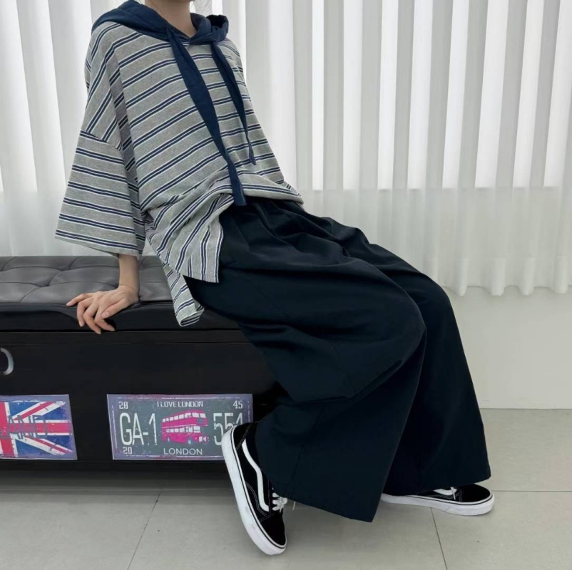 韓 配色連帽條文上衣 3色