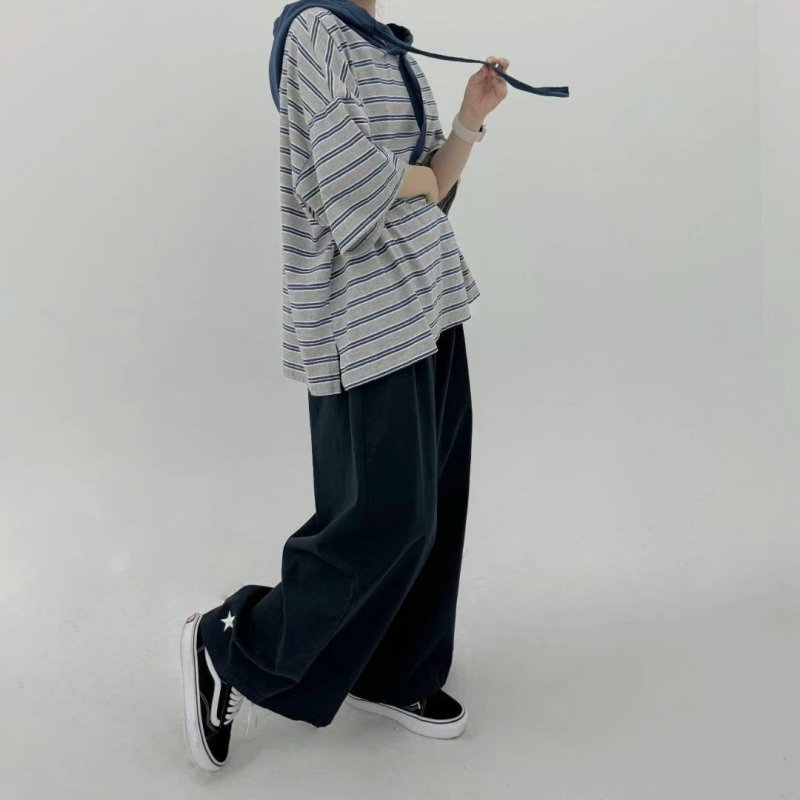 韓 配色連帽條文上衣 3色