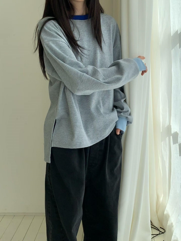 韓 領袖配色上衣 3色 size