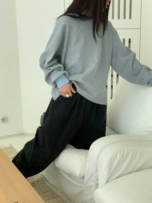 韓 領袖配色上衣 3色 size