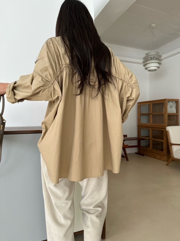 韓 背抓褶素色襯衫 3色