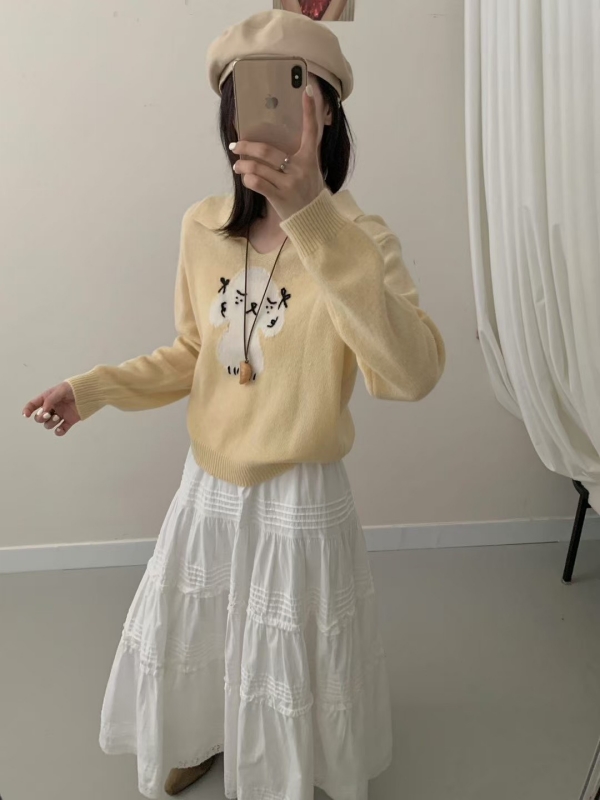 韓 有領小V狗狗上衣 3色