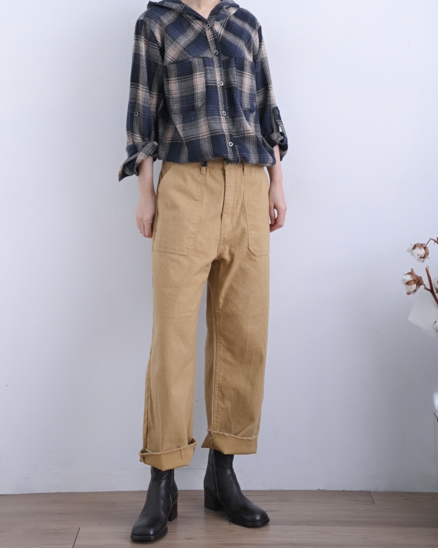 韓 下綁帶格文連帽上衣 2色 size