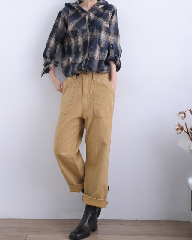 韓 下綁帶格文連帽上衣 2色 size