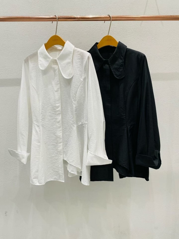 韓 造型領不規則襯衫 2色 size