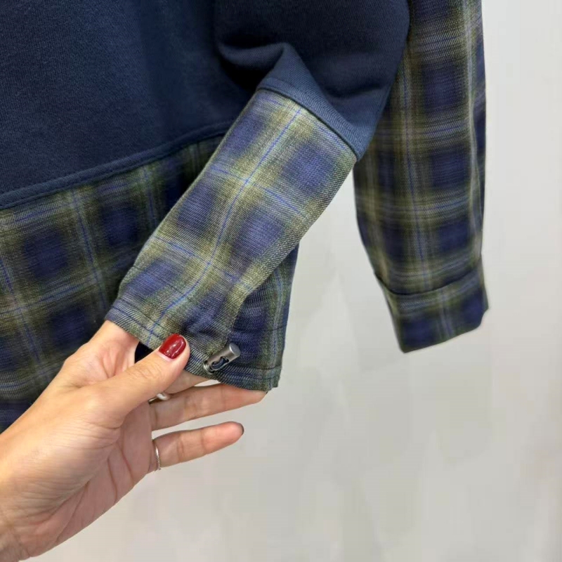 韓 接格紋假兩件式上衣 3色 size