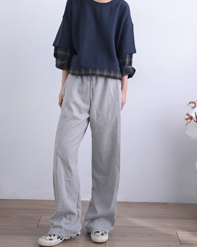 韓 接格紋假兩件式上衣 3色 size