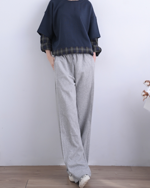 韓 接格紋假兩件式上衣 3色 size