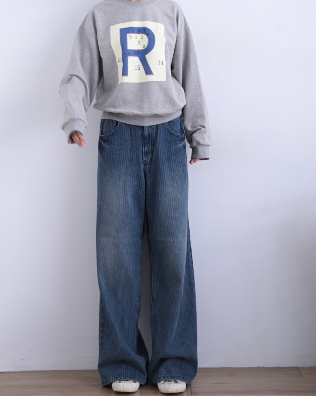 韓 大R數字上衣 2色 size