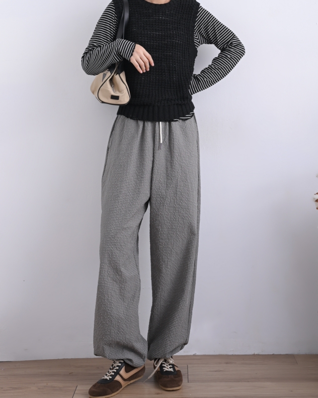 韓 粗坑條捲捲邊長袖上衣 7色 size