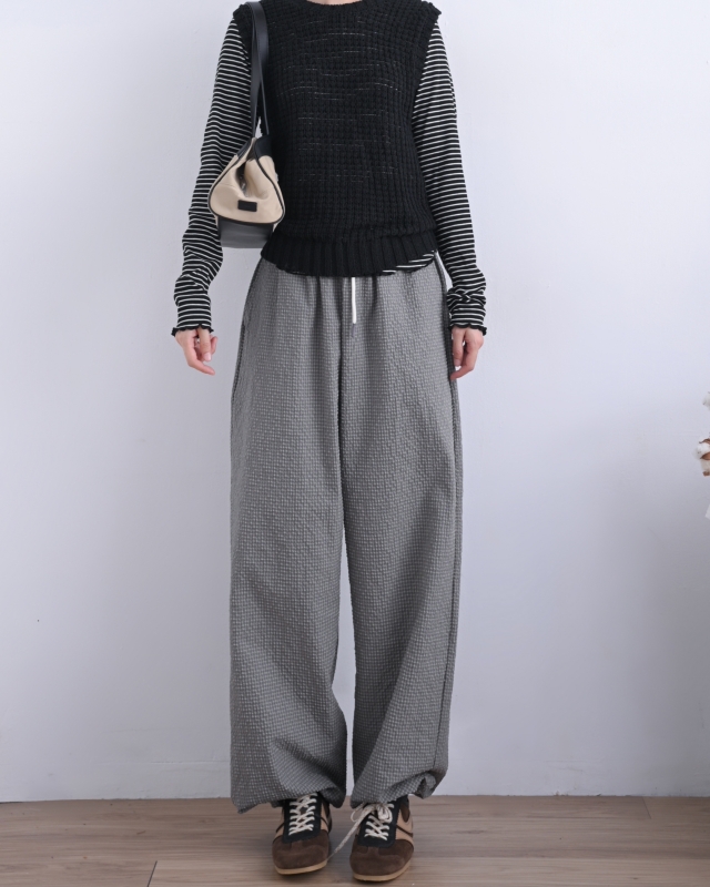 韓 粗坑條捲捲邊長袖上衣 7色 size