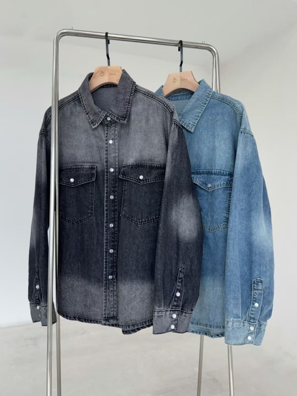 韓 刷色牛仔襯衫 2色