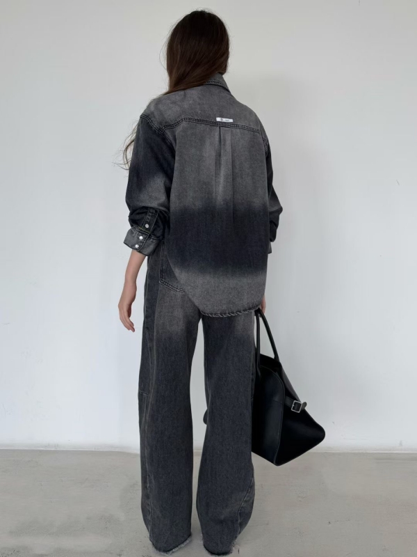 韓 刷色牛仔襯衫 2色