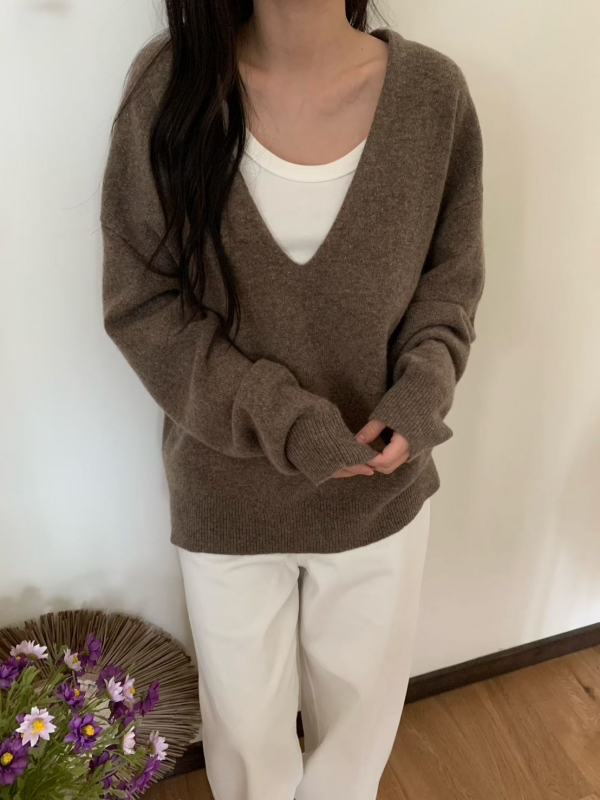 韓 大V素色上衣  3色