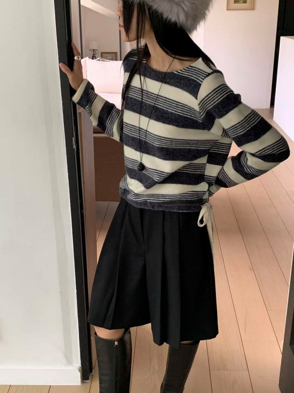 韓 下綁帶條文上衣 2色 size