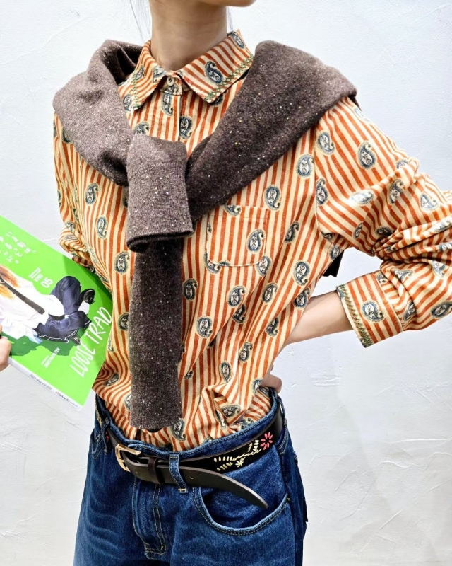 韓 變形蟲印花襯衫 size