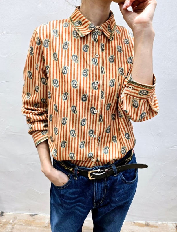 韓 變形蟲印花襯衫 size