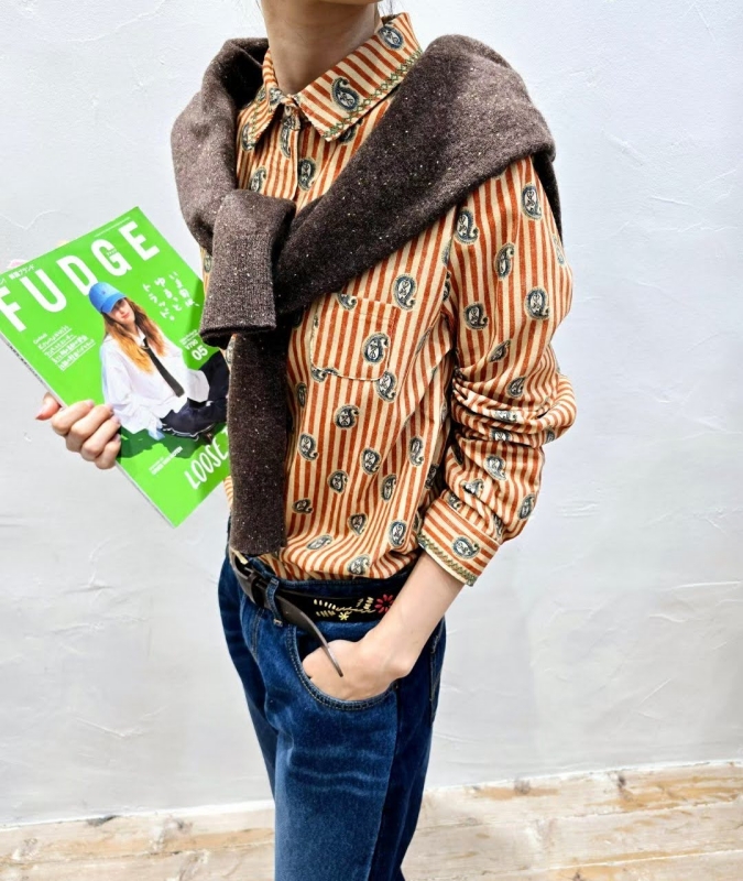 韓 變形蟲印花襯衫 size