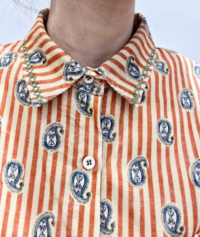 韓 變形蟲印花襯衫 size