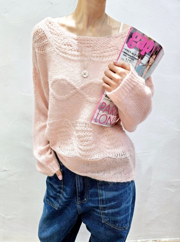 韓 編織寬領上衣 2色