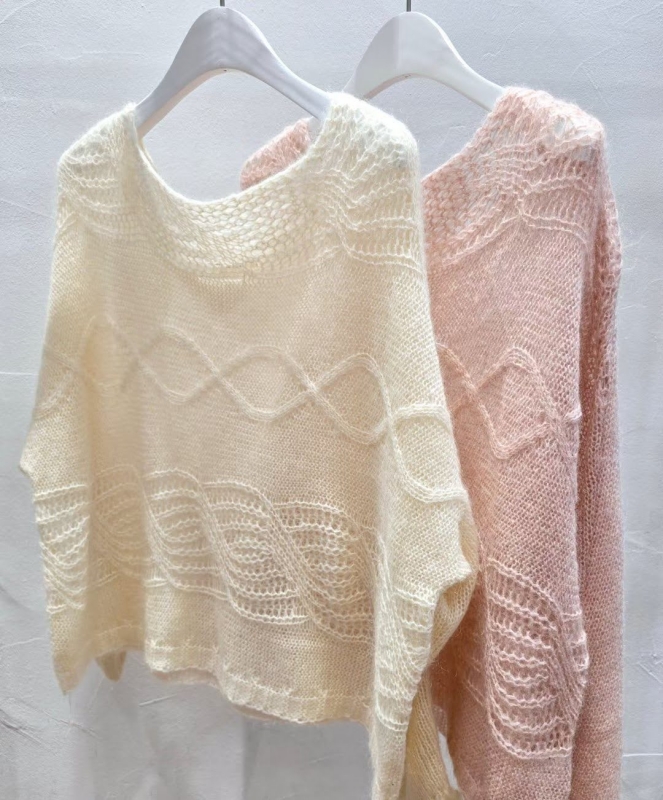 韓 編織寬領上衣 2色